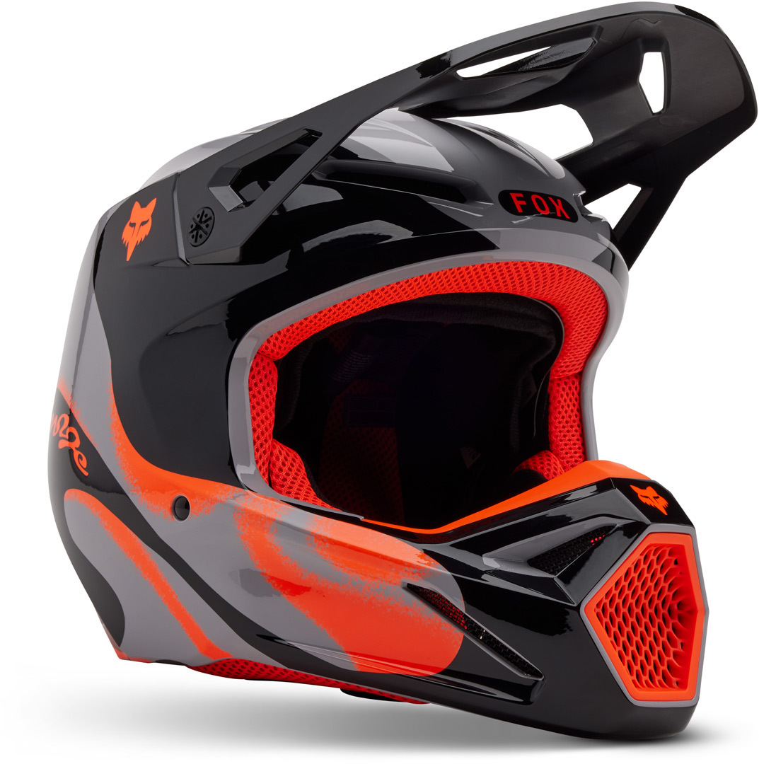 Bild von FOX V1 Emotion Motocross Helm, schwarz-grau-orange, Größe XL für Männer