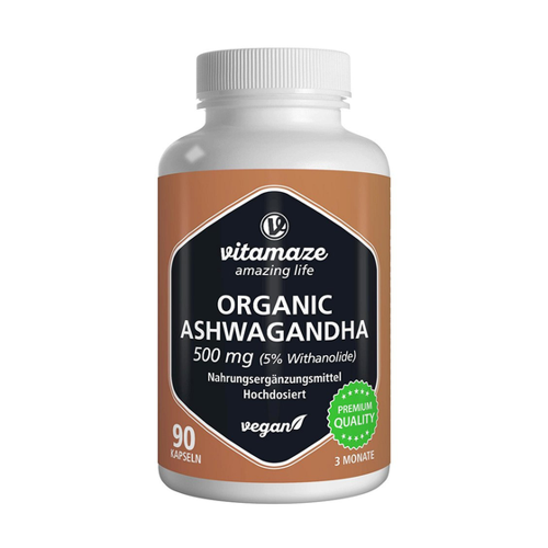 Bild von Ashwagandha Extrakt 500 mg Kapseln vegan - 90 Stück