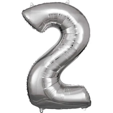 Bild von amscan® Folienballon Zahl 2 silber, 1 St.