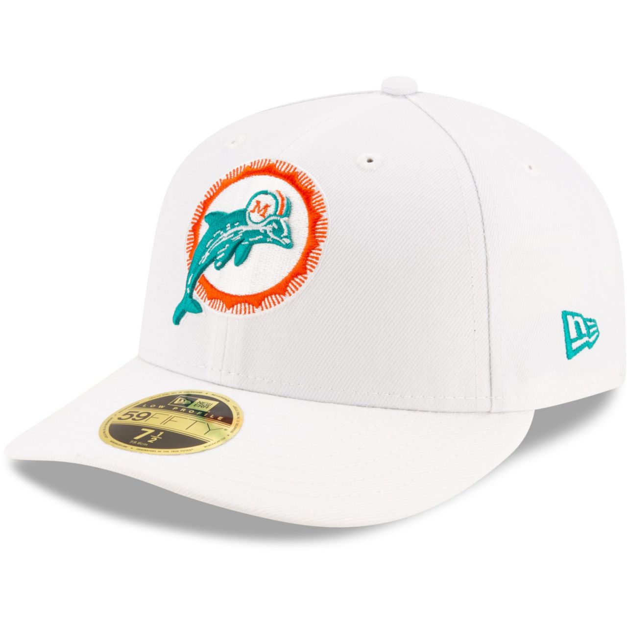 Bild von New Era, Herren, Cap, 59Fifty Low Profile Retro Miami Dolphins, Weiss, (7 1/4)