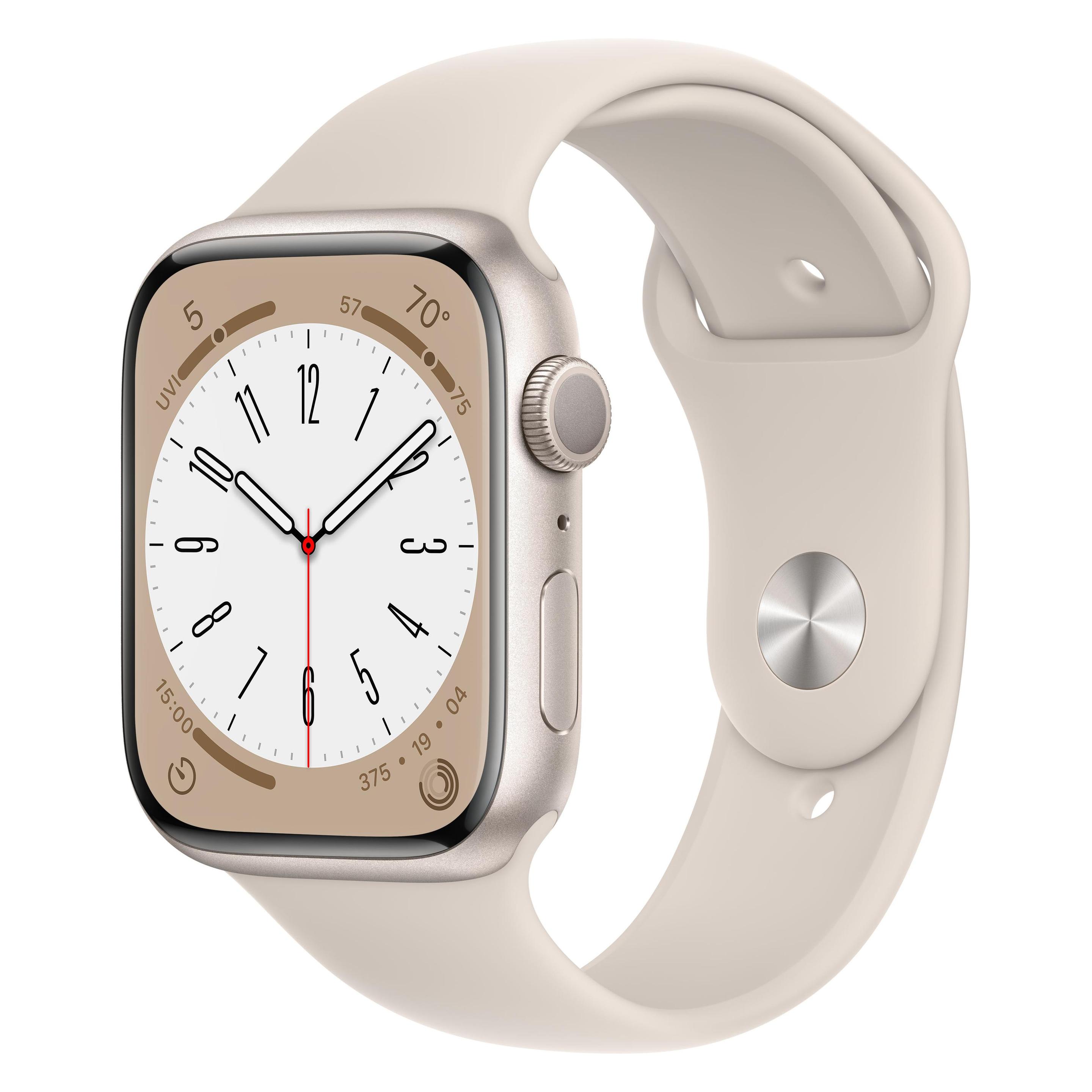Bild von Apple Watch Series 8 (45 mm, Aluminium, One Size), Sportuhr + Smartwatch