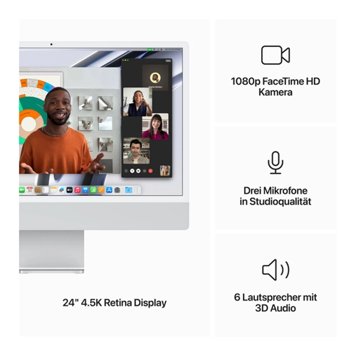 Bild von Apple iMac 24'' M3 8-Core CPU 8-Core GPU - 256GB - 8GB Silber - 2023