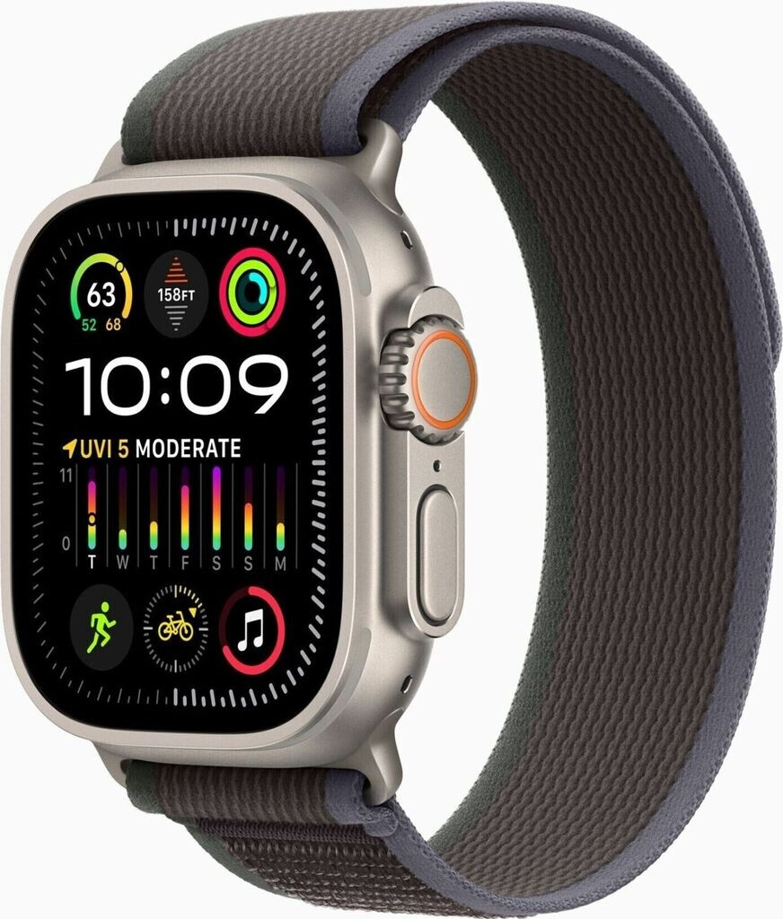 Bild von Apple Watch Ultra 2 (GPS + Cellular) 49mm Titaniumgehäuse, Trail Loop blau/schwarz, M/L