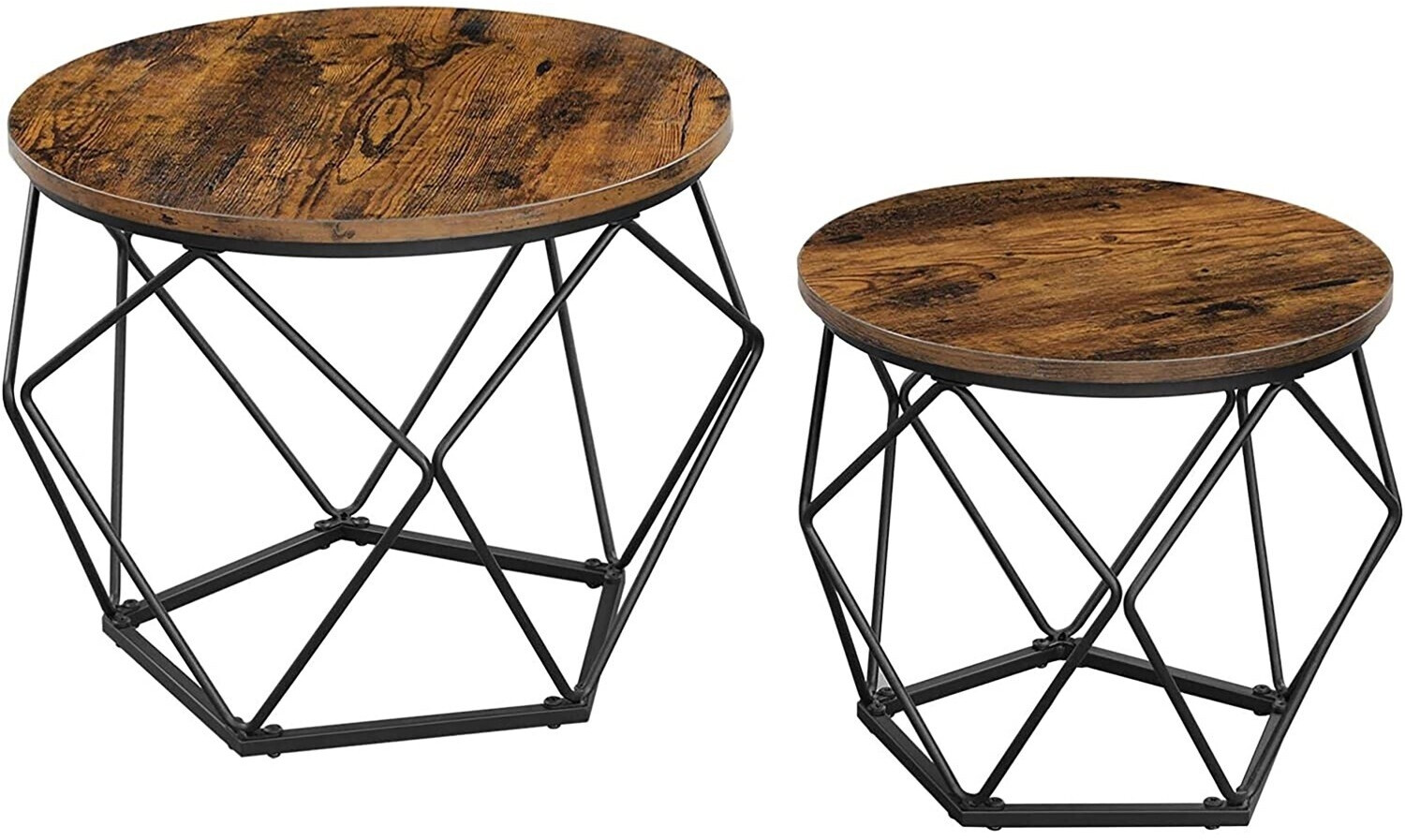 Bild von VASAGLE Couchtisch (2er Set), Beistelltisch, abnehmbare Tischplatte, Ø50x40cm+Ø40x36cm