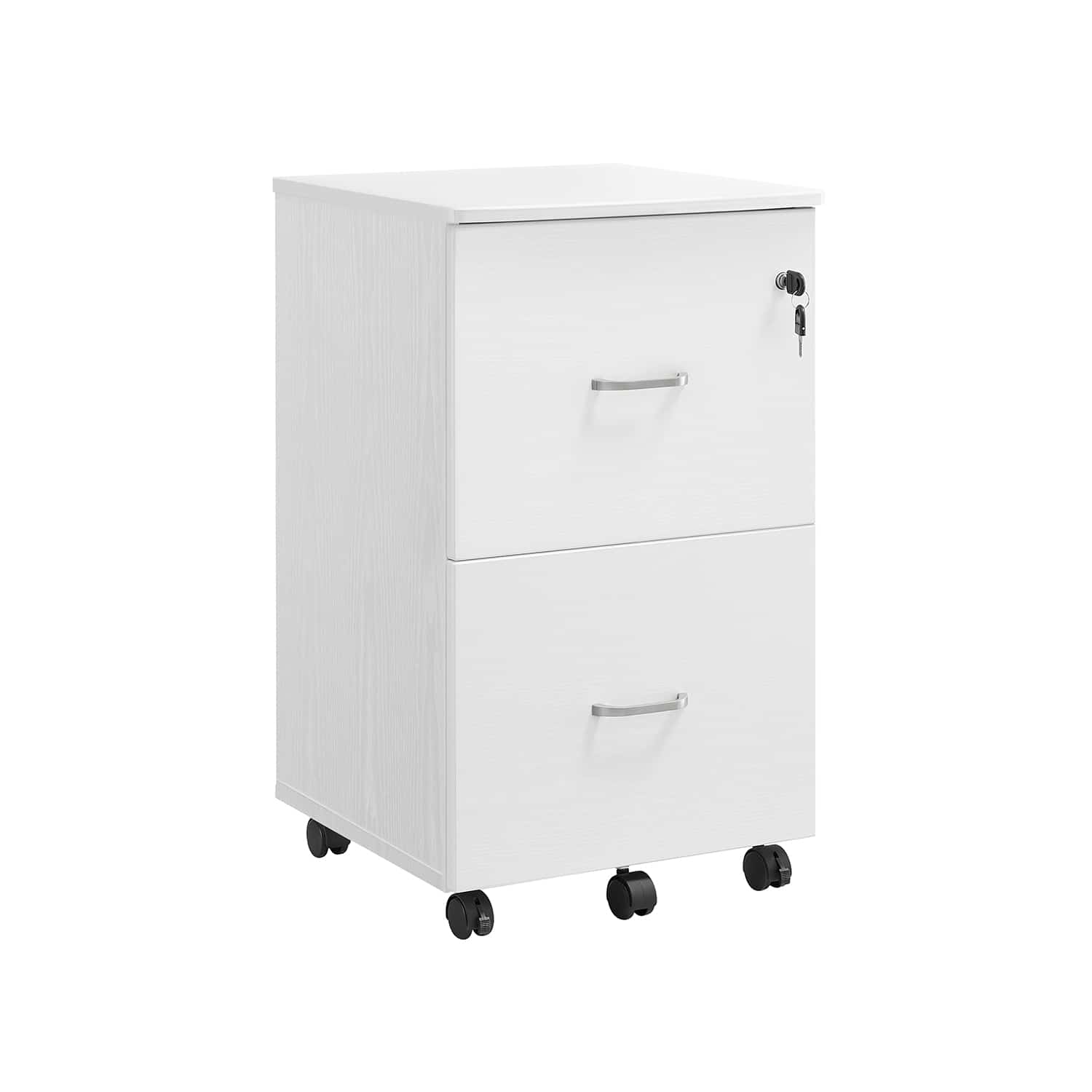 Bild von VASAGLE Doppel-Schubladenschrank mit 2-Schubladen, abschließbarer Aktenschrank, mobiler Sockel mit verstellbaren Hängeschienen, weiß LCD027W46