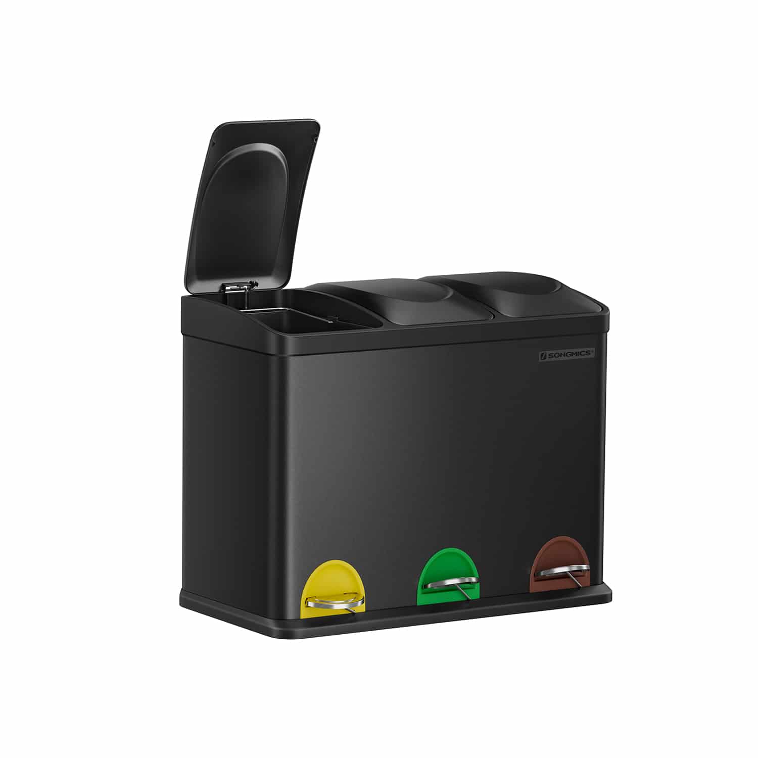 Bild von SONGMICS Mülleimer, Mülltrennsystem, Abfalleimer, Edelstahl, 45 L