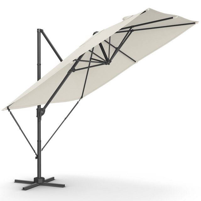 Bild von SONGMICS Sonnenschirm, LxB: 270,00x270,00 cm, Ampelschirm, UPF 50+, um 360° drehbar, mit Kurbel, Kreuzfuß