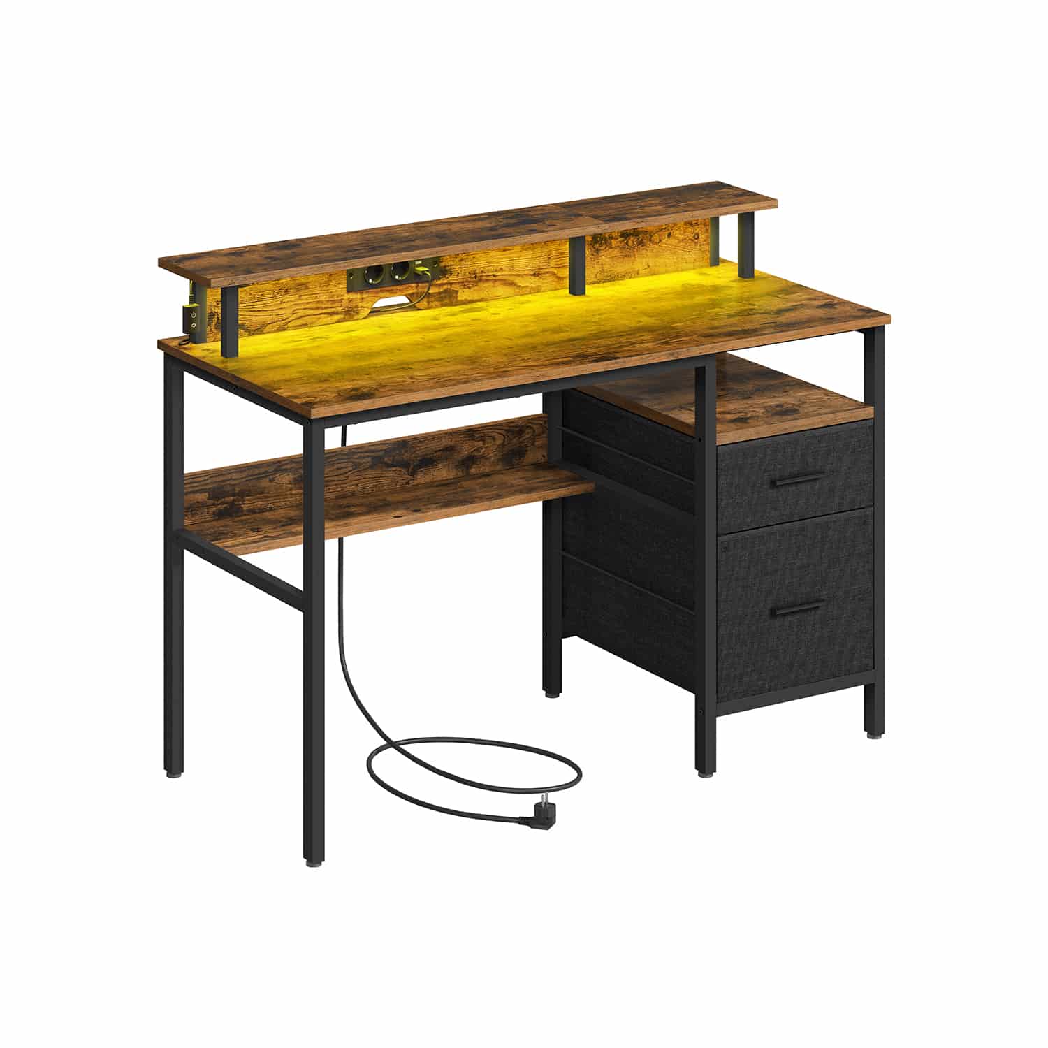 Bild von Schreibtisch mit Schubladen und Steckdosen vintagebraun