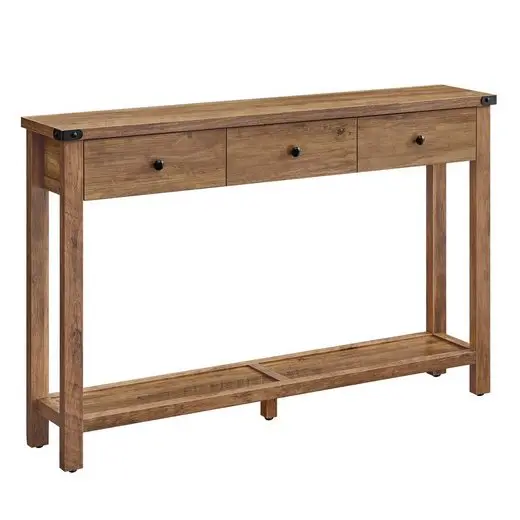 Bild von VASAGLE Konsolentisch, Beistelltisch, schmaler Sofatisch, mit 3 Schubladen und einer Ablage, für Flur, Wohnzimmer, Landhausstil