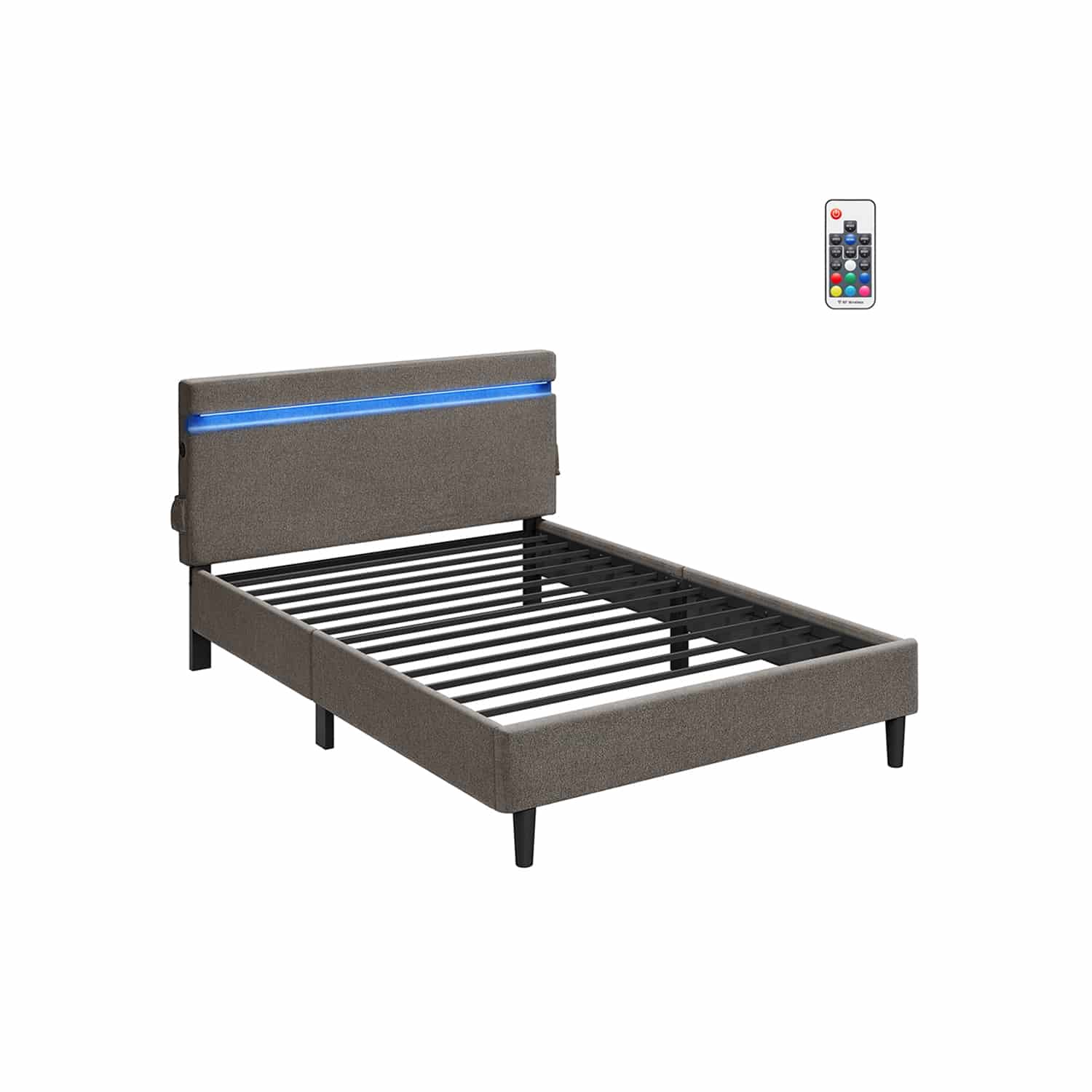 Bild von VASAGLE Polsterbett, 25 Farben und 10 Blinkmustern, USB- und TYPE-C Anschluss