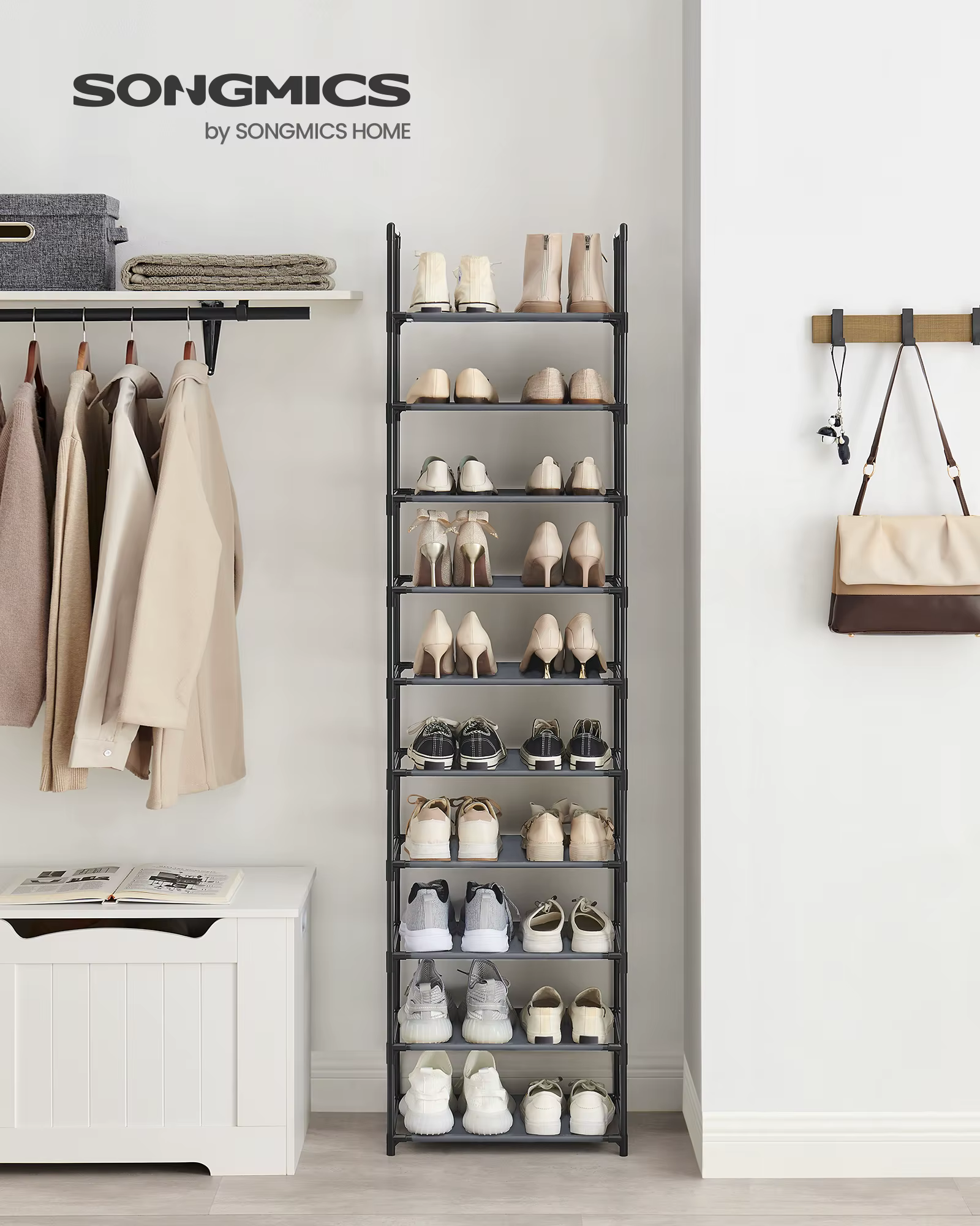 Bild von SONGMICS Schuhregal Schuhschrank, mit 10 Ebenen,Metallgestell,Schuhablage
