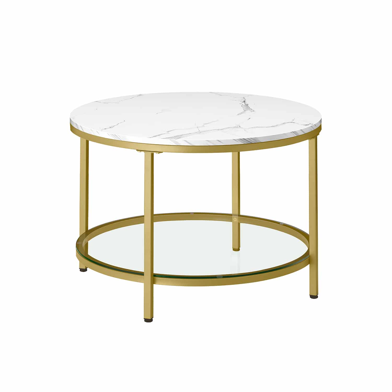 Bild von Couchtisch 2 Ebenen mit Glasplatte marmorweiß-helles Gold