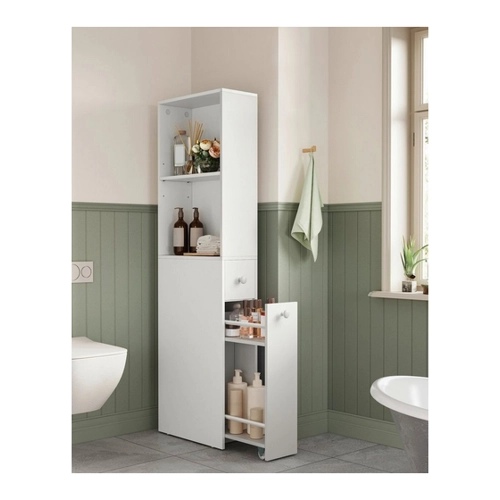 Bild von Badezimmerschrank hoch schmal klassikweiß von VASAGLE