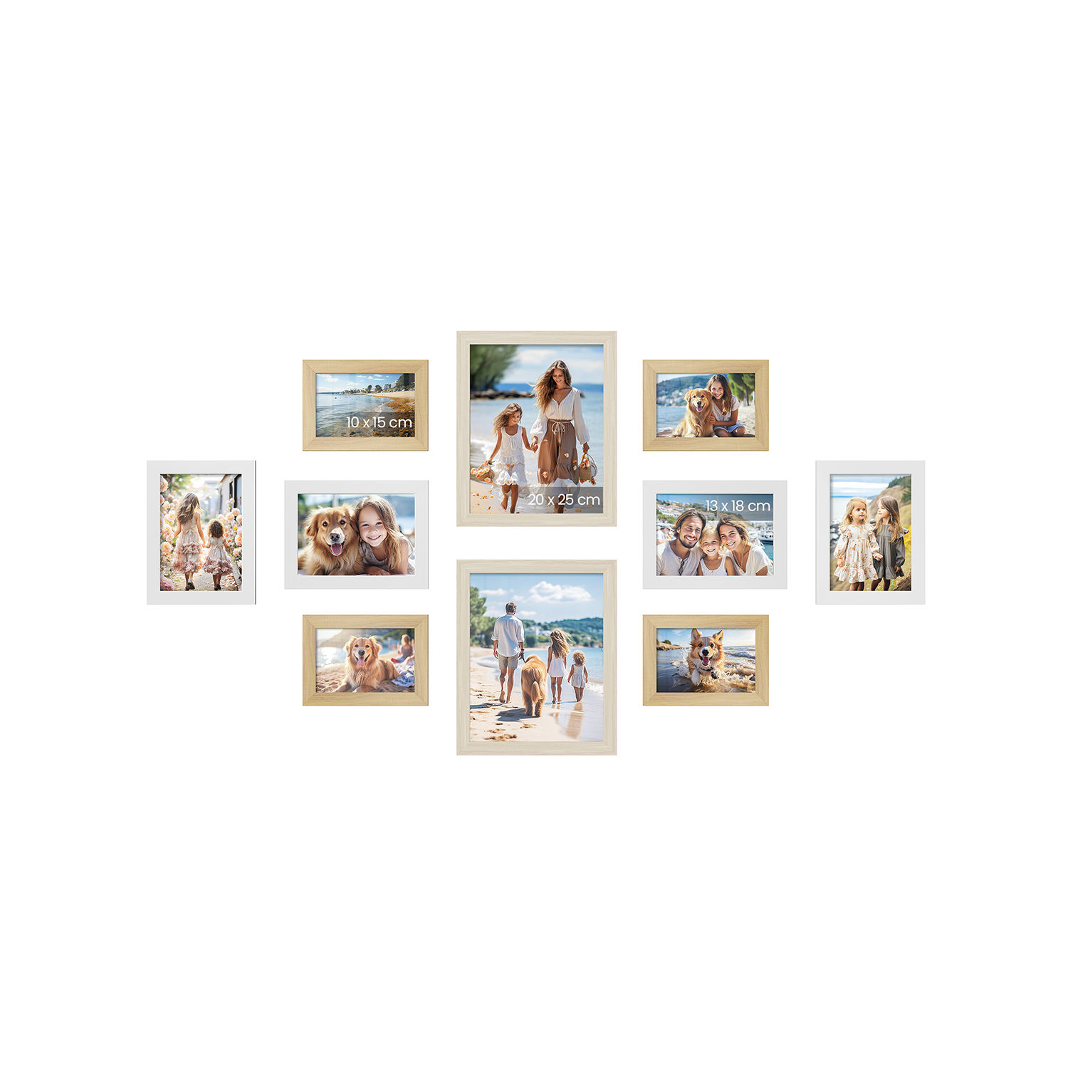 Bild von Bilderrahmen 10er Set natureichenfarben wolkenweiß naturbeige