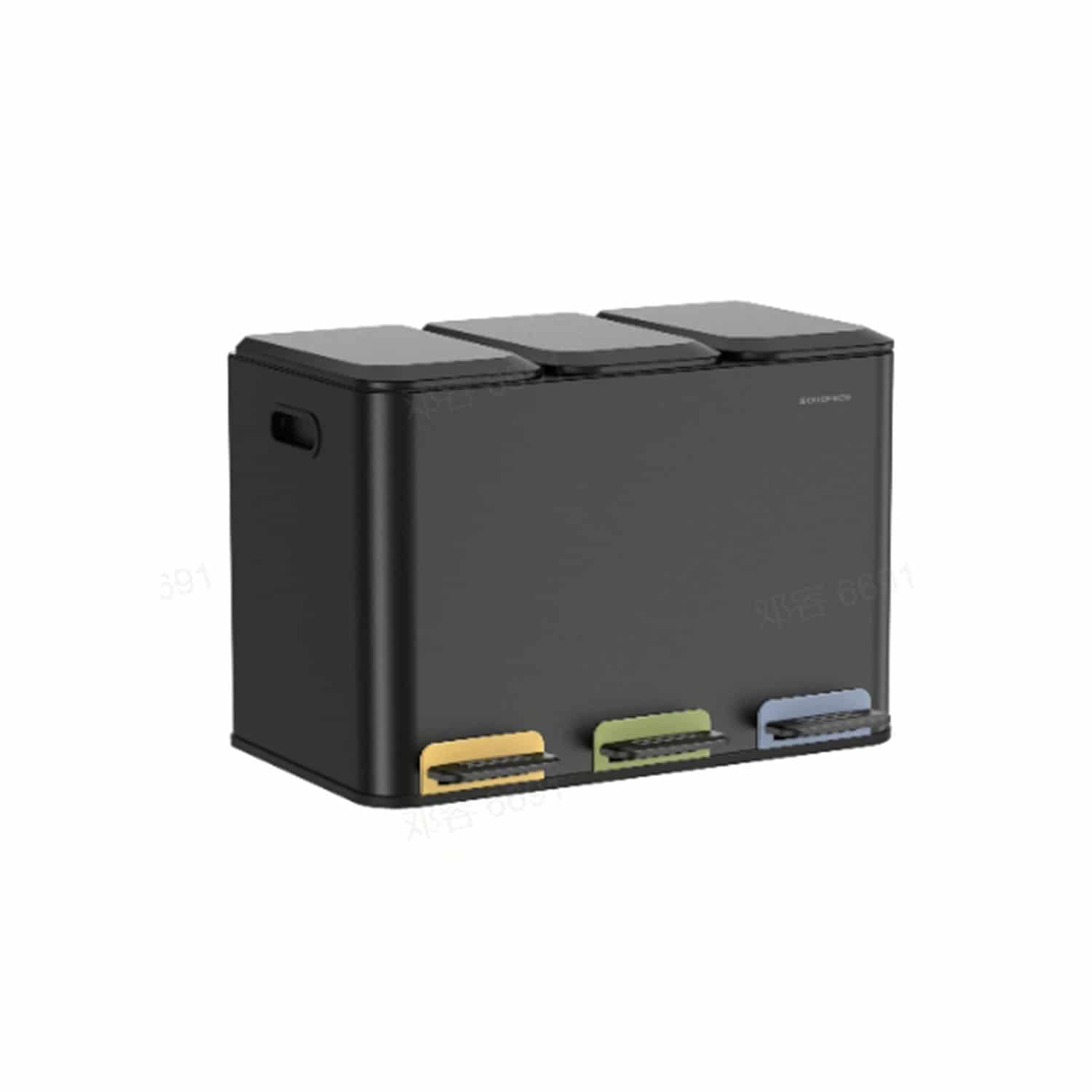Bild von Mülleimer Küche 3 x 15 L Fächer tintenschwarz