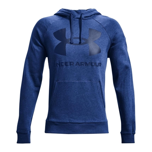 Bild von UNDER ARMOUR Rival Fleece Big Logo Hoodie Herren 410 - midnight navy/onyx white S, Under Armour Rival Fleece Big Logo Hoodie Herren Sweatshirt 1357093 410 blau, Under Armour Herren Rival Fleece Big Logo HD, sportlicher Kapuzenpullover mit loser Passform, bequemes und warmes Sweatshirt für Männer