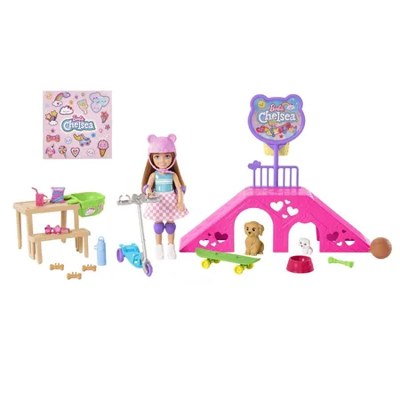 Bild von Mattel HJY35 - Barbie - Chelsea - Skatepark: Chelsea mit Skateboard und 15+ Zubehörteilen