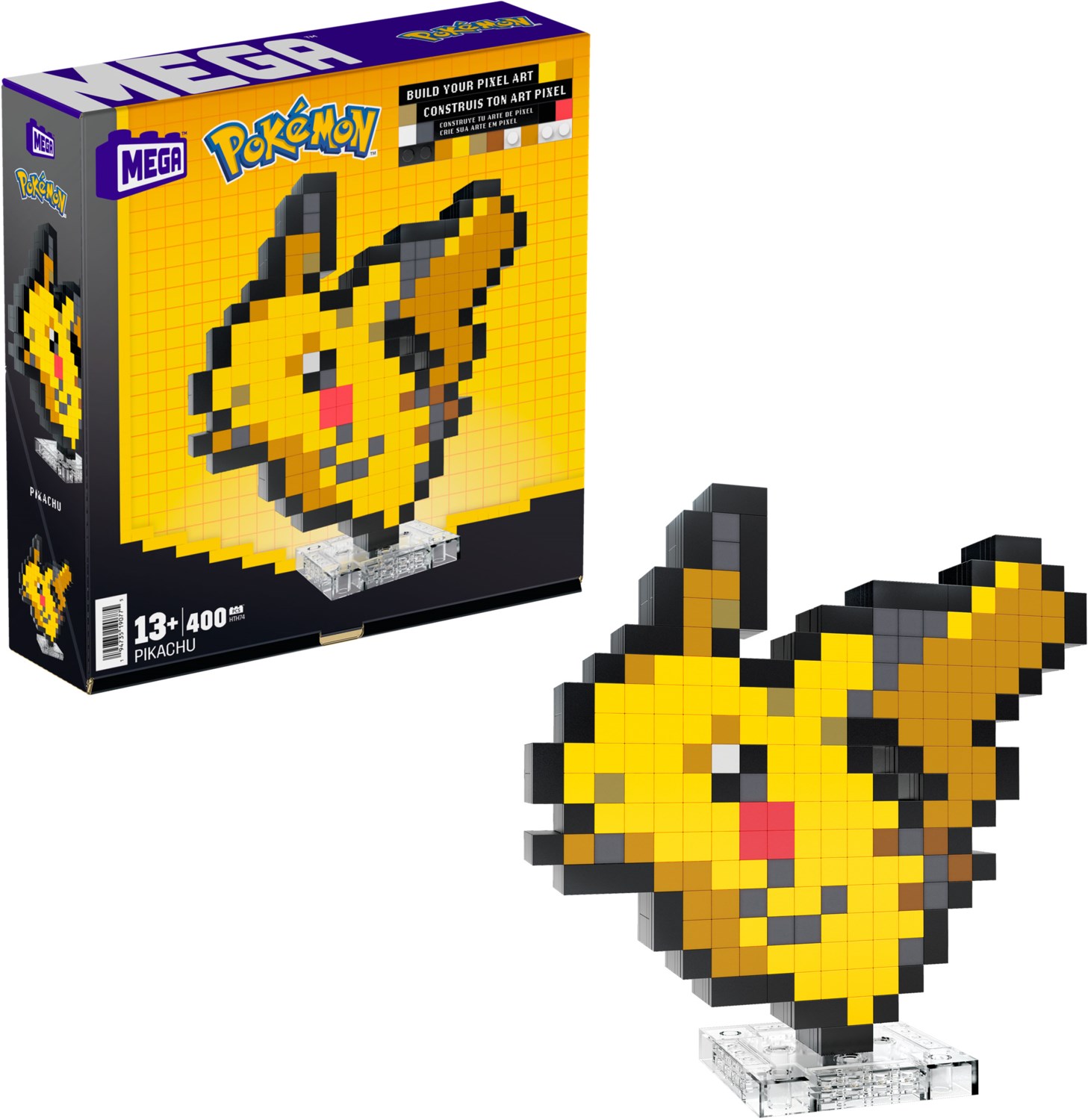 Bild von MEGA BLOKS Mattel MEGA Pokémon Pikachu Pixel Art, Konstruktionsspielsteine, (400 St)