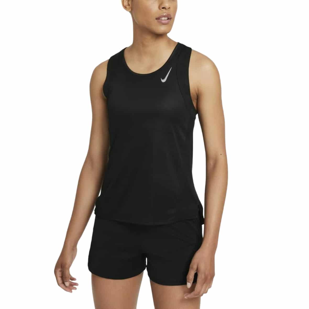 Bild von Nike W NK Dri-Fit Race Singlet Damen Laufshirt (Schwarz L ) Walkingbekleidung