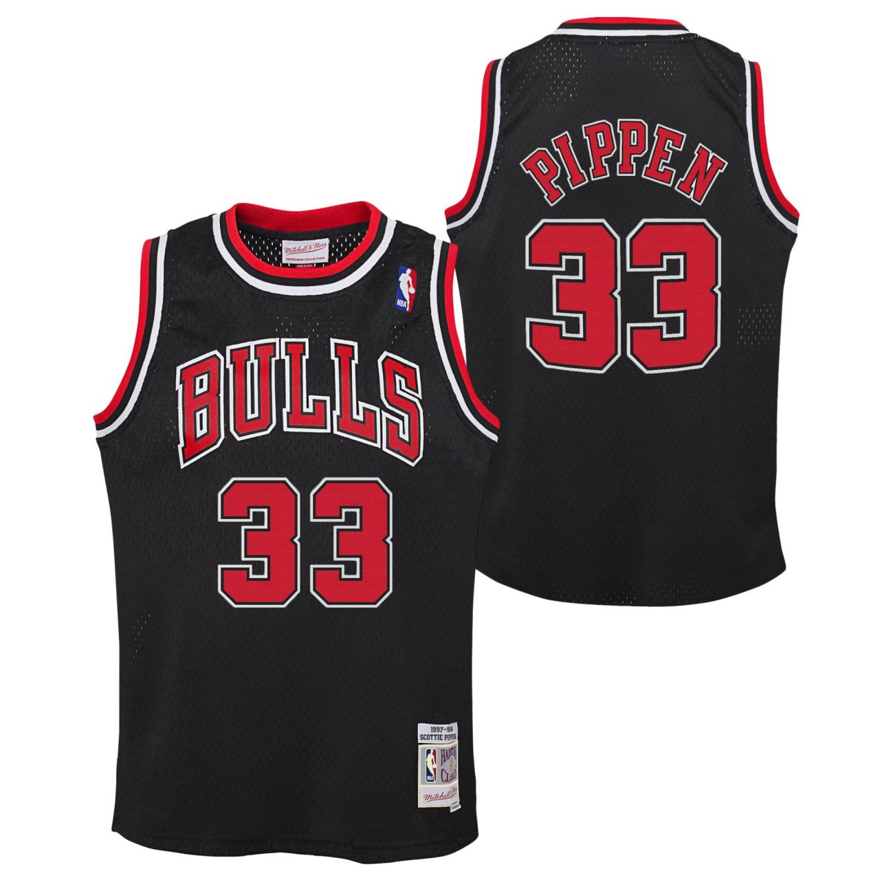 Bild von Mitchell & Ness, Jungen, Shirt, Swingman Kinder Jersey Chicago Bulls 97-98 Pippen US4, Schwarz, (102, 104, 106, 110, 100 A, 105 A)