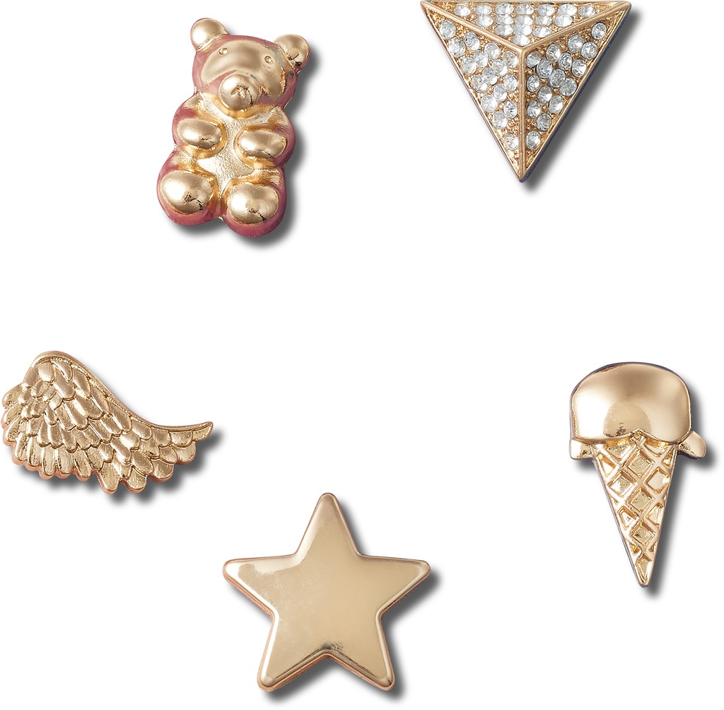 Bild von Crocs Schuhanstecker "Jibbitz™ Gold Icons", (Set, 5 tlg., Kein Spielzeug. Nicht für Kinder unter 3 Jahren geeignet.), mit Strass-Steinchen