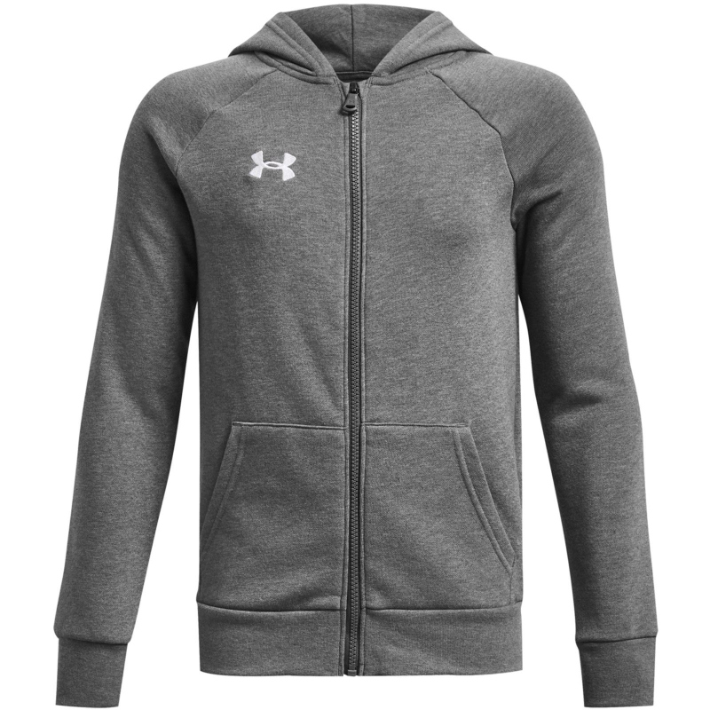 Bild von UNDER ARMOUR Rival Fleece Kapuzenjacke Jungen 025 - castlerock light heather/white M (137-149 cm)