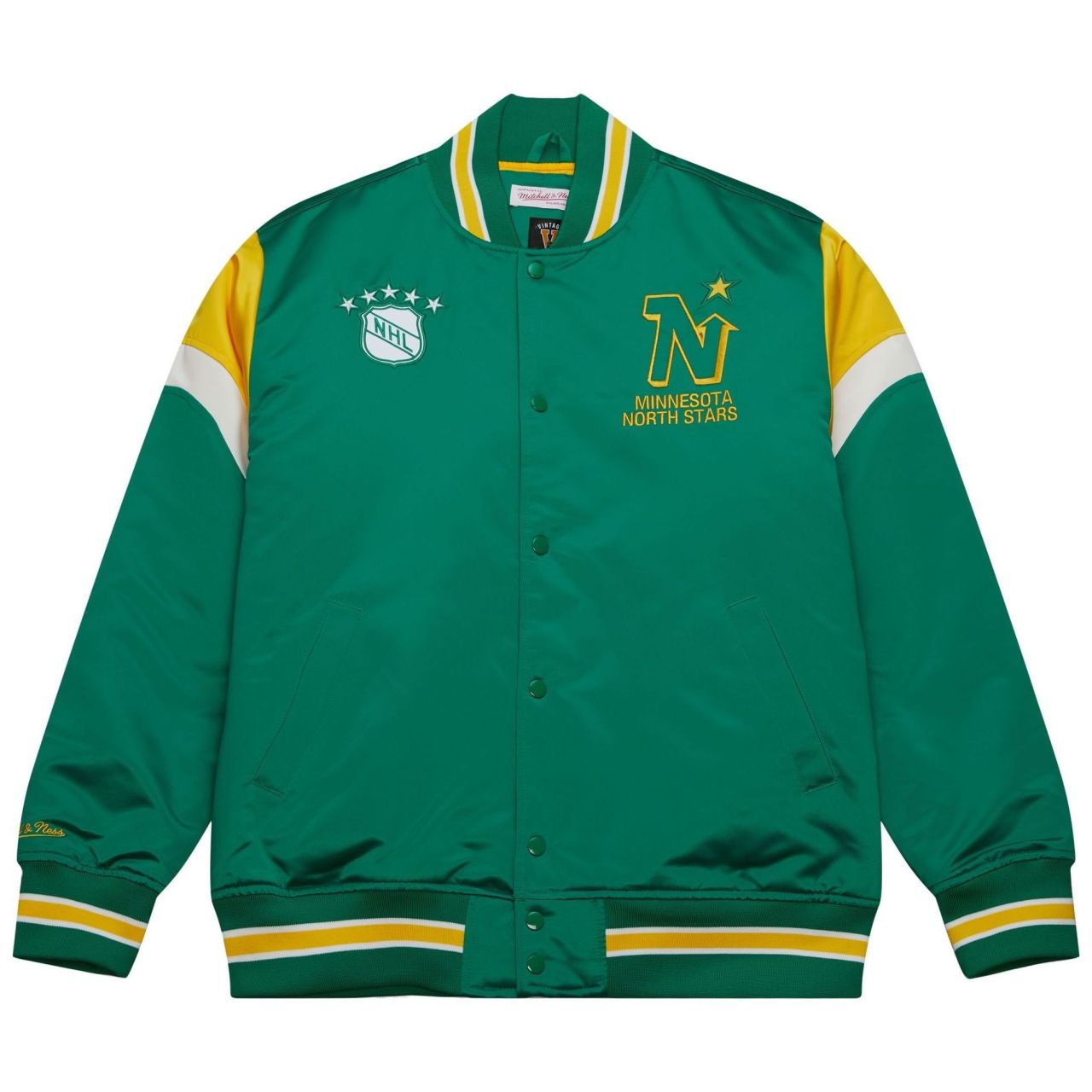 Bild von Mitchell & Ness, Herren, Jacke, M&N Heavyweight Satin Jacke NHL Minnesota North Stars - XL (XL), Grün, XL