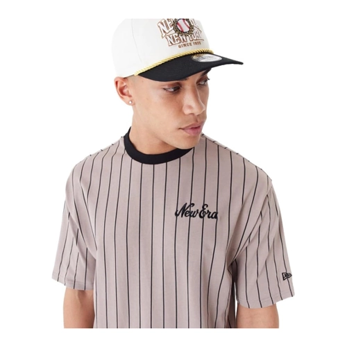 Bild von New Era Oversized Shirt Herren - Pinstripe Ash Brown