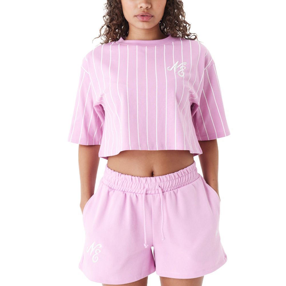 Bild von New Era, Damen, Shirt, Ladies Cropped Pinstripe Top pink - XL, Rosa, (XL)