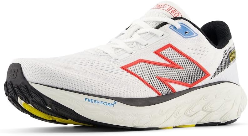 Bild von New Balance Fresh Foam X 880 V14 Herren-Laufschuh, Weiß/Neo Flame/Schwarz, 42 EU
