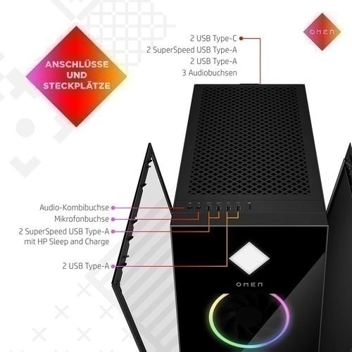 Bild von OMEN Desktop Gaming PC GT22-1012ng [AMD Ryzen 9 7950X3D, 32GB RAM, 2000GB SSD, NVIDIA GeForce RTX 4080, Windows 11]