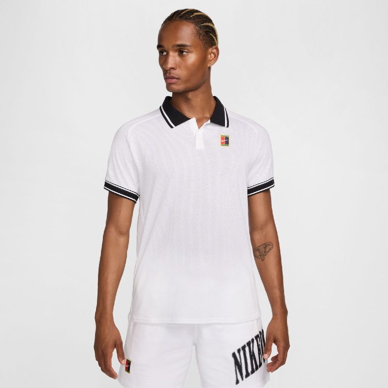 Bild von NIKE Court Heritage Tennis Poloshirt Herren 100 - white/black S