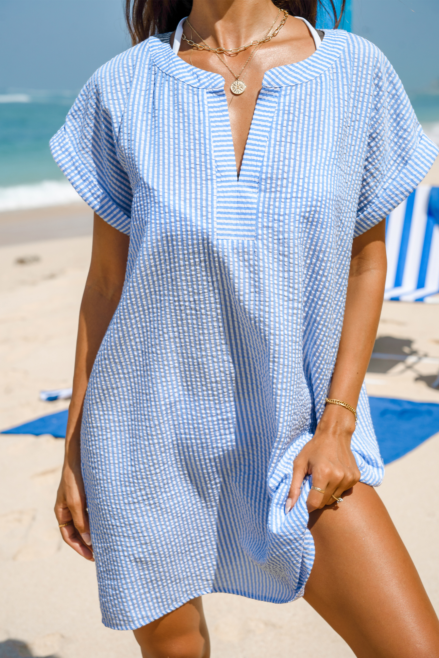 Bild von Cover-up-Minikleid mit Nadelstreifen