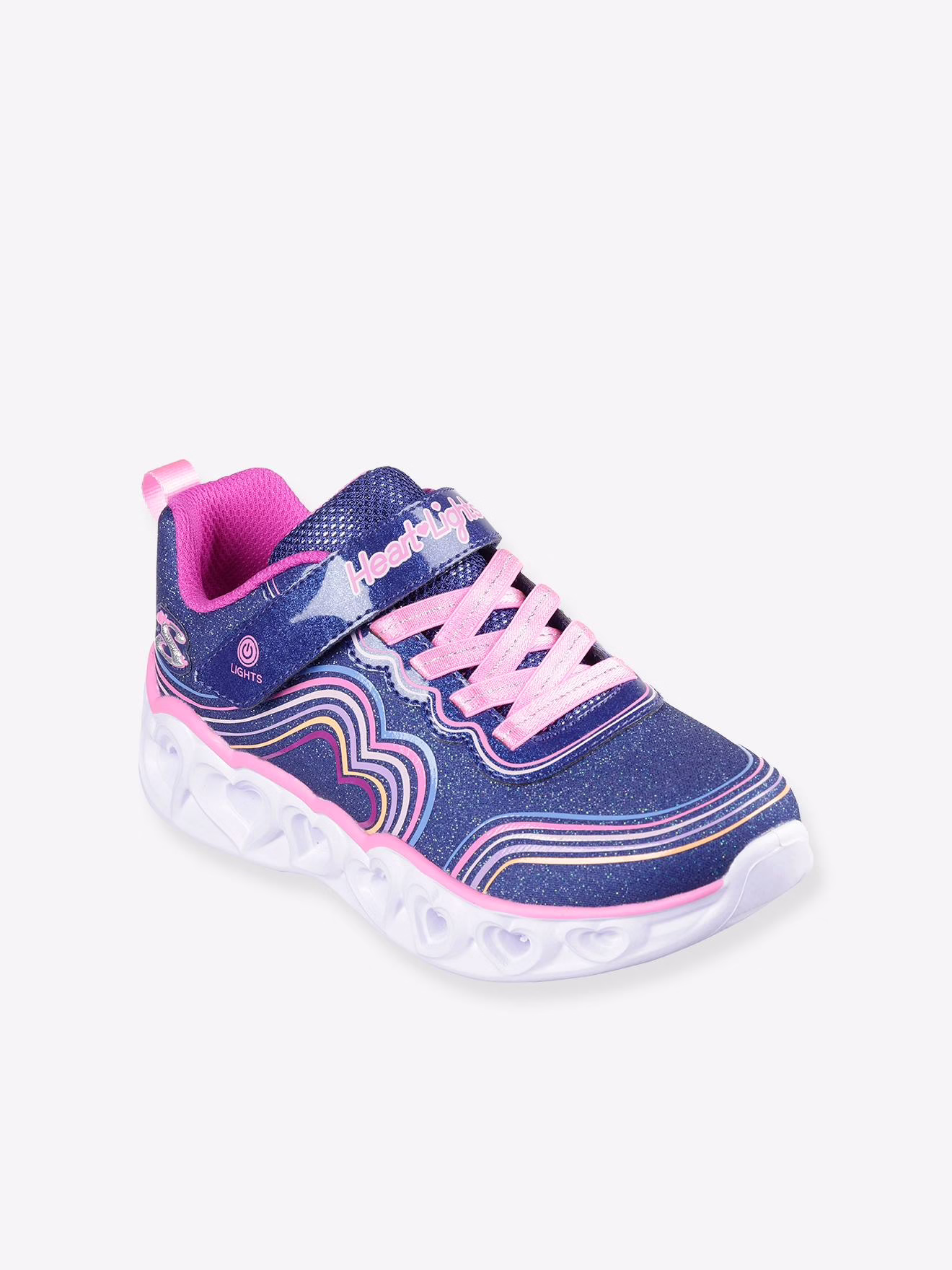 Bild von Skechers Kids HEART LIGHTS Sneaker Freizeitschuh, Klettschuh, Blinkschuh mit buntem Regenbogen Stitching
