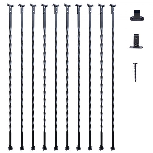 Bild von Vevor Treppenhaus-Metallbaluster, 44'' x 1/2" Dekorative Geländerspindeln aus verzinktem Stahl, 10er-Pack-Deck-Balustrader mit hohlen Drehungen