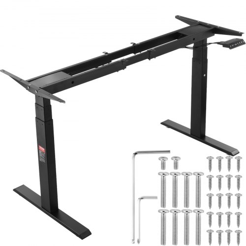 Bild von VEVOR Schreibtisch Gestell mit Doppelmotor, einstellbare Höhe 65-129 cm und Länge 110-178 cm, elektrisches Tischgestell, ergonomische Arbeitsstationsbasis, 3 Positionen (nur schwarzer Rahmen)