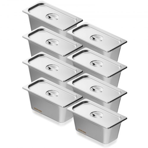 Bild von VEVOR 8 x Hotelpfannen Gastronormbehälter Edelstahl 1/3-Größe 328x178x148mm