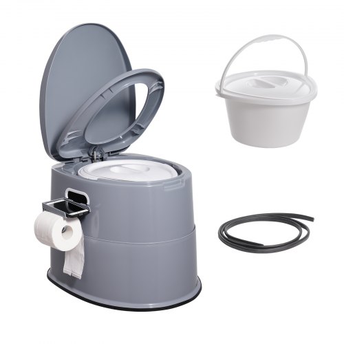 Bild von VEVOR 5 L Campingtoilette mit Toilettenpapier- und Handyhalter, Tragbare Campingtoilette 500 x 467 x 400 mm Reisetoilette Nottoilette Weiße Toiletten 136,1 kg Gewichtstragfähigkeit Wohnmobiltoilette