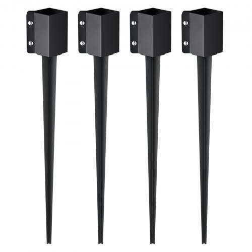 Bild von VEVOR Erdspieß für Zaunpfosten, 4er-Pack, 113 x 113 x 914 mm Außendurchmesser (Innendurchmesser 8,9 x 8,9 cm), Metall, schwarz pulverbeschichtet, Erdspieß für Briefkästen, Terrassen, Gartengeländer