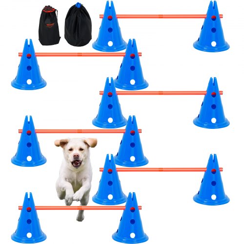 Bild von VEVOR Steckhürdenset Hunde 6-teiliges Agility Training-Set 12xKegel 6xStangen