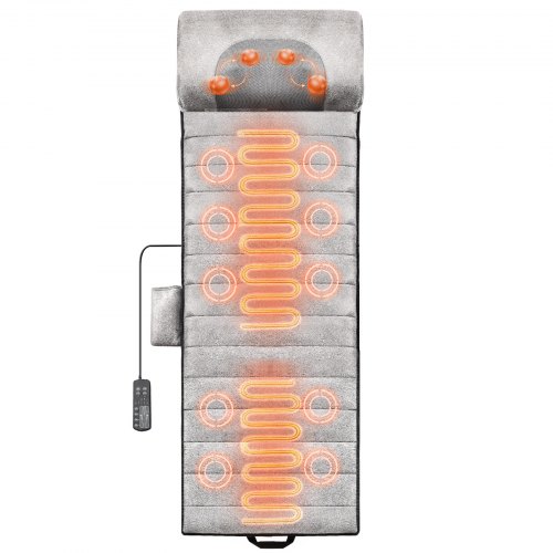 Bild von VEVOR Ganzkörper-Massagekissen mit Shiatsu-Nackenmassagegerät, 10 Vibrationsmotoren und 2 beheizten Shiatsu-Nackenrollen, vibrierende Massagekissenmatte mit 5 Modi und 3 Intensitäten, 3 Heizkissen für
