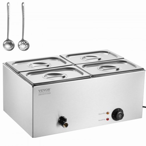 Bild von VEVOR Speisenwärmer Chafing Dish Gastronormbehälter 15L 4x1/4 Größe 1200W