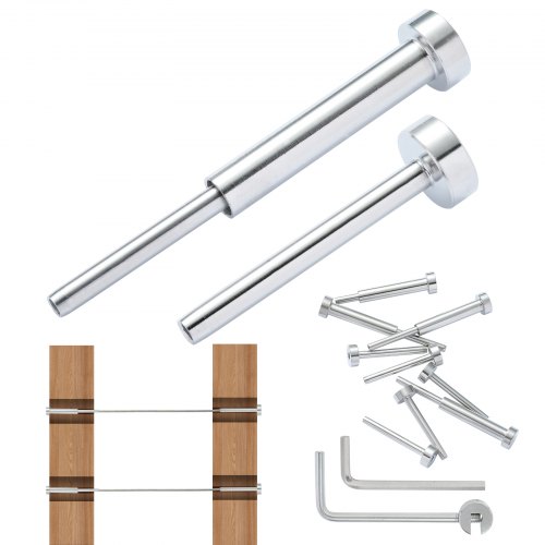 Bild von VEVOR 20er-Pack unsichtbares Kabelgeländer-Set T316 Edelstahl 1/8" unsichtbare Aufnahme und Gesenkbolzenende für Kabelgeländer Gesenkspanner 1/8" für Holz-/Metallpfosten Kabelgeländer-Hardware Silber
