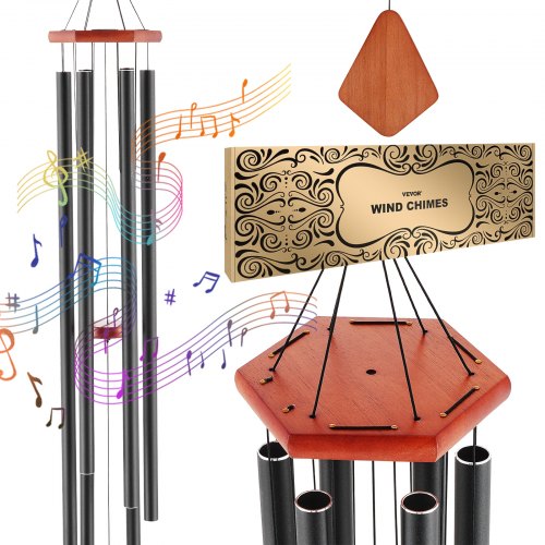 Bild von VEVOR Windspiele Klangspiel Glockenspiel mit A Dur 1524xØ230mm Hängedeko Schwarz