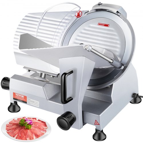 Bild von VEVOR Kommerzieller Fleisch Allesschneider 320 W, Elektrische Aufschnittmaschine Lebensmittelschneider mit 30,48 cm-Kohlenstoffstahlklinge, 0–15 mm Einstellbare Dicke für Fleisch, Käse usw.
