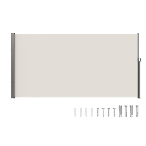 Bild von VEVOR Seitenmarkise 180 x 350 cm Seitenwandmarkise aus 180 g/m² Polyestergewebe mit PU-Beschichtung Markise einziehbarer Griff mit Federmechanismus Sichtschutz Blickschutz für Balkone Innenhöfe Beige