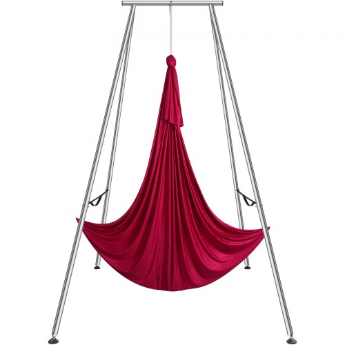 Bild von VEVOR Aerial Yoga Hängematte mit Yogarahmen 6 x 2,6 m, Rot Yoga Swing Air Fliegen, Yoga-Schaukel Hammock Swing 250 kg Max. Tragfähigkeit, inkl. Yoga-Socken & Fußpolster, Anti-Gravity-Übungen