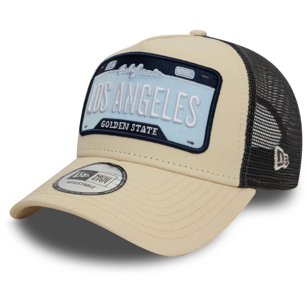 Bild von New Era, Herren, Cap, A-Frame Mesh Trucker Cap - LOS ANGELES PLATE, Beige