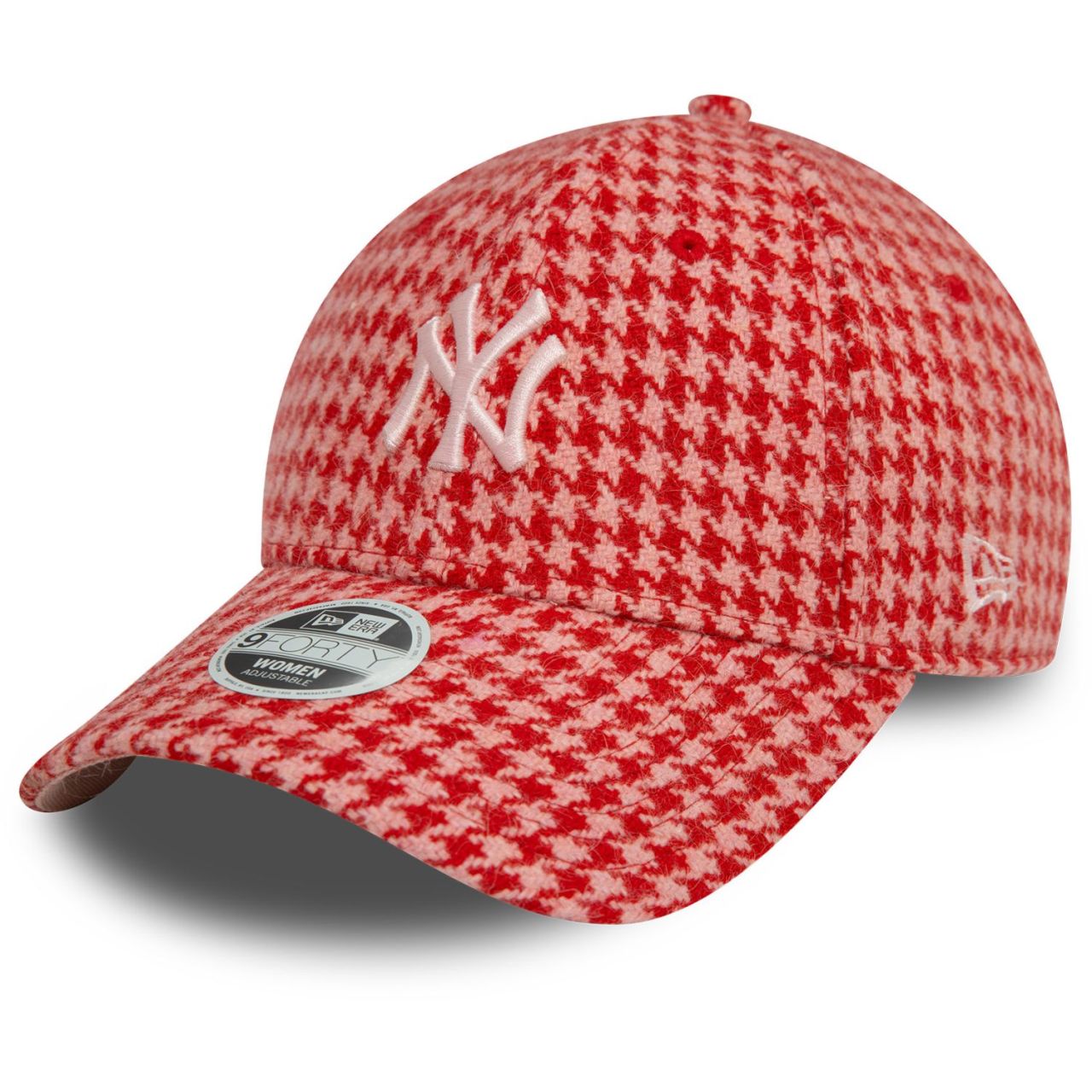 Bild von New Era, Damen, Cap, 9Forty Damen Cap - HOUNDSTOOTH NY Yankees rosa rot, Rot