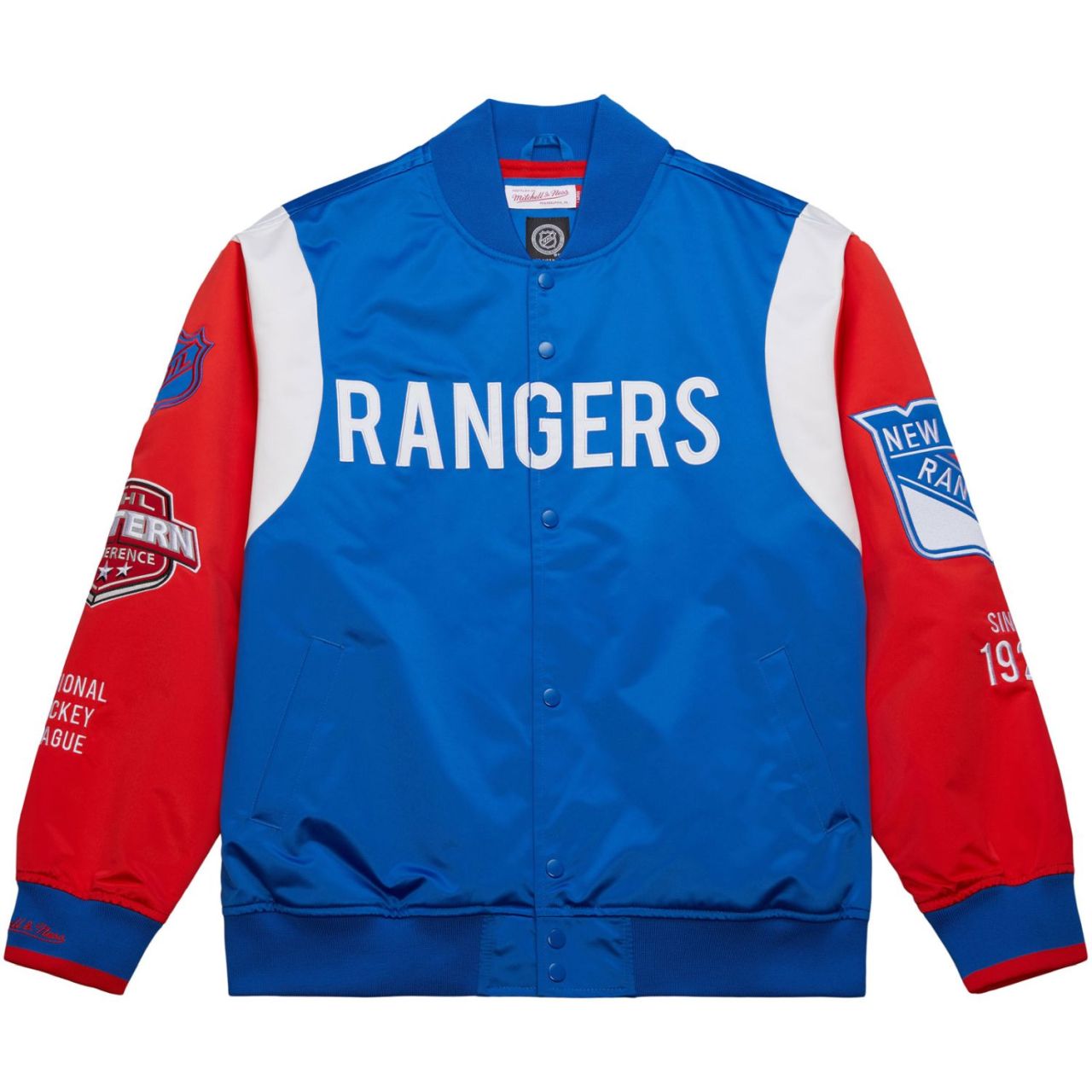 Bild von Mitchell & Ness, Herren, Jacke, M&N Heavyweight Satin Jacket NHL New York Rangers - M (M), Blau, M